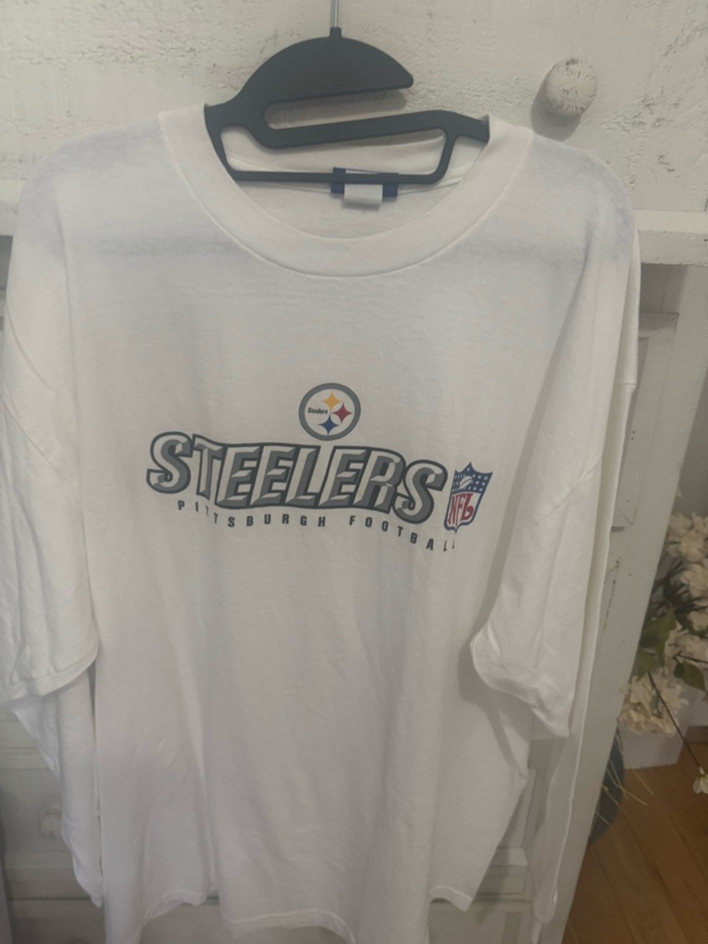 Reebok White Tee with Blue Logo Tag